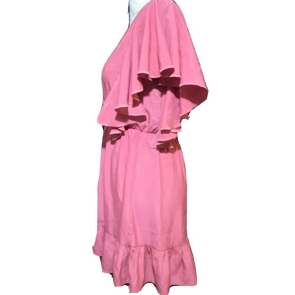 Shein Dress Ruffled Sleeve Elastic Waist Size XS Pink - Picture 2 of 5